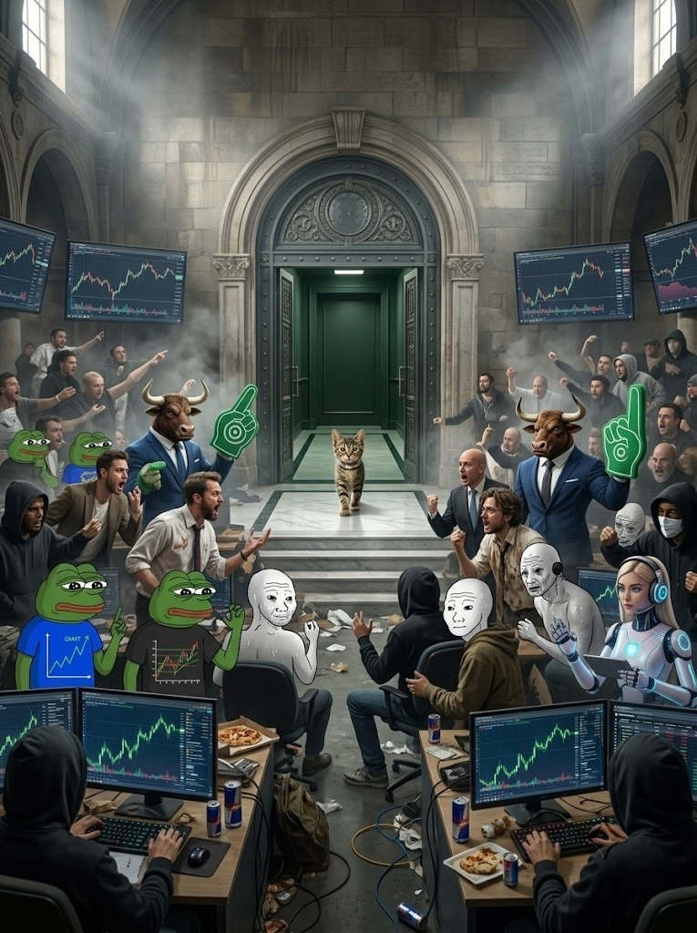 Cate entering the trading floor